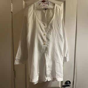 Flax 100% Linen White Casual Button Down Shirt